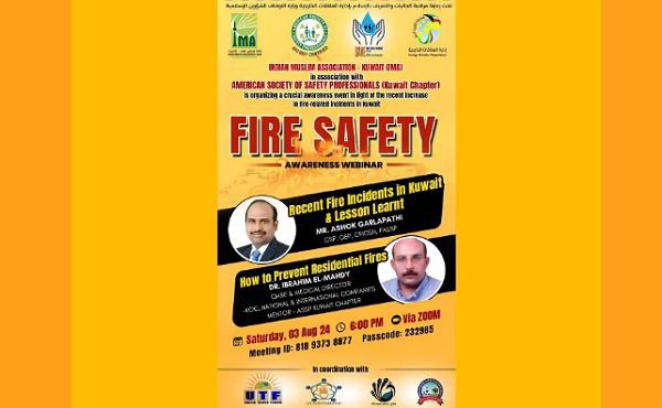 IMA to conduct Online Awareness Webinar on Residential Fire & Safety Hazards